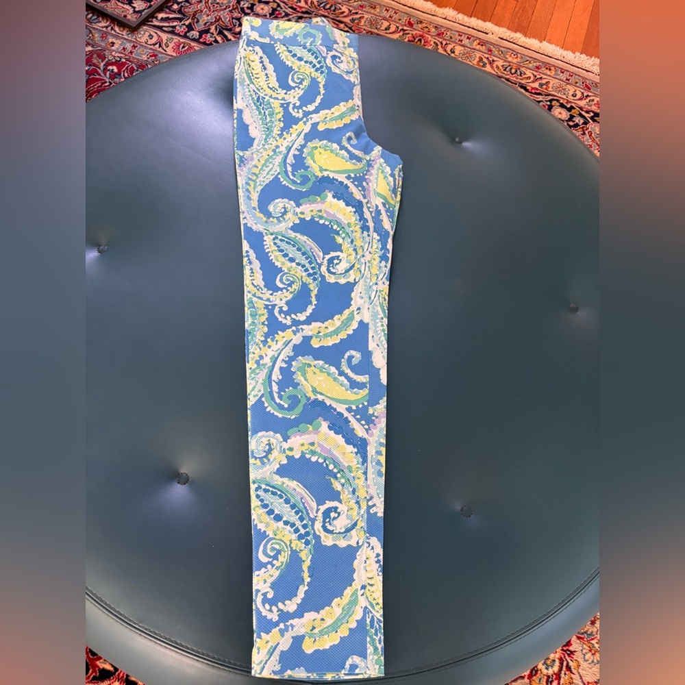 J. McLaughlin Blue & Green Paisley Pant Portman slim fit Size 0